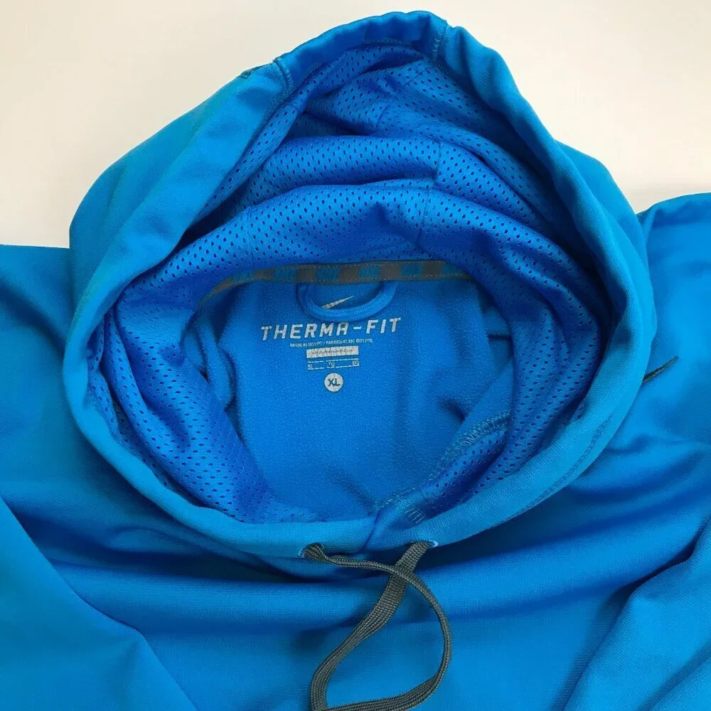 Nike Therma Fit Men XL Blue Gray Logo Long Sleeve Athletic Hoodie Pullover - Picture 6 of 8